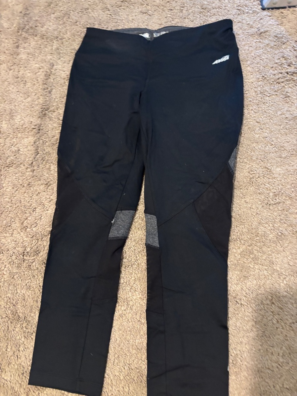 Avia Black Performance Leggings with Heather Panels